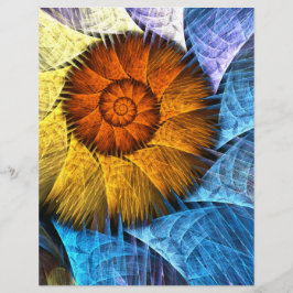 Blommigt Orange Gult Blått Abstrakt Art Letterhead