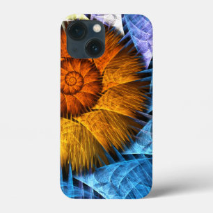 Blommigt Orange Gult Blue Abstrakt Art