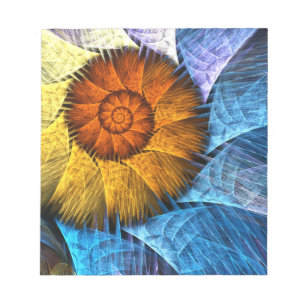 Blommigt Orange Gult Blue Abstrakt Art Anteckningsblock