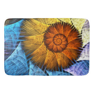 Blommigt Orange Gult Blue Abstrakt Art Badrumsmatta