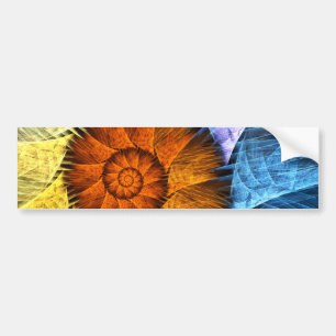 Blommigt Orange Gult Blue Abstrakt Art Bildekal