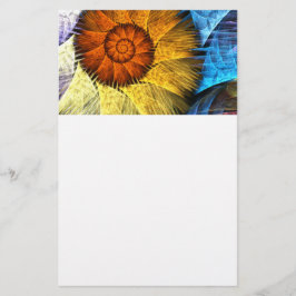 Blommigt Orange Gult Blue Abstrakt Art Brevpapper