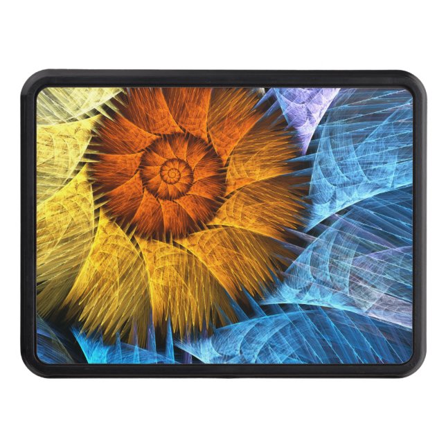 Blommigt Orange Gult Blue Abstrakt Art Dragkroksskydd (Framsidan)