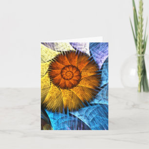 Blommigt Orange Gult Blue Abstrakt Art Kort