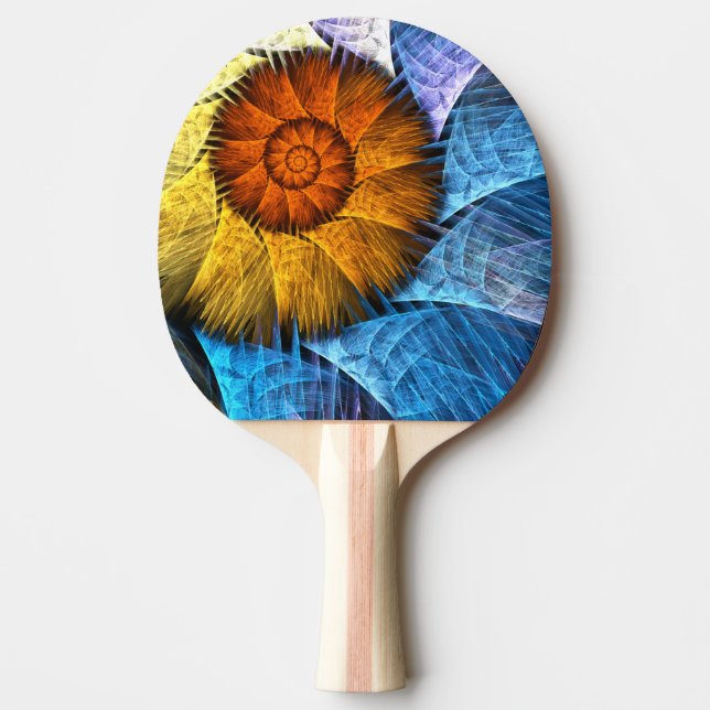 Blommigt Orange Gult Blue Abstrakt Art Pingisracket (Framsidan)