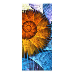 Blommigt Orange Gult Blue Abstrakt Art Reklamkort