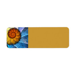 Blommigt Orange Gult Blue Abstrakt Art Returadress Etikett