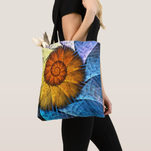 Blommigt Orange Gult Blue Abstrakt Art Tygkasse
