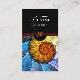 Blommigt Orange Gult Blue Abstrakt Art Visitkort