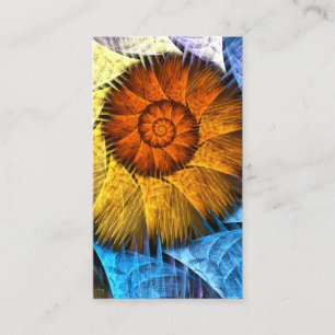 Blommigt Orange Gult Blue Abstrakt Art Visitkort