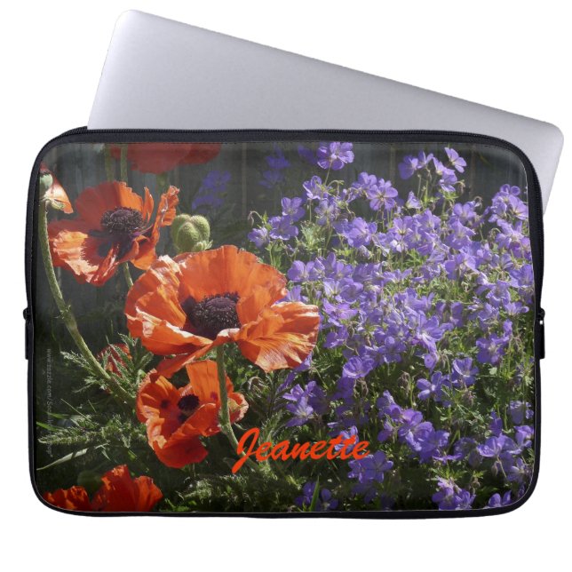Blommigt Orange Poppies Flowers Computer Laptop Fodral (Framsidan)
