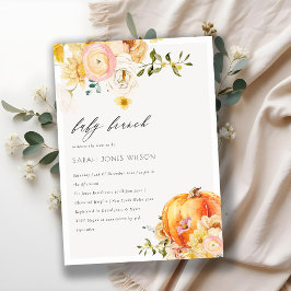 Blommigt Orange Pumpkin Baby Brunch Shower Inbjuda Tack Kort