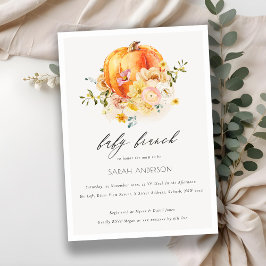 Blommigt Orange Pumpkin Baby Brunch Shower Inbjuda Tack Kort