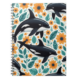 Blommigt orca Spiral fotopatbok Anteckningsbok
