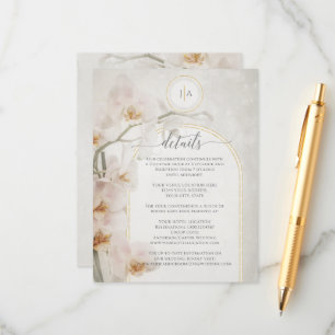 Blommigt Orchid Guld Geometric Rosa Information Tilläggskort