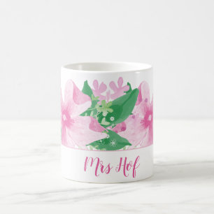 Blommigt Orchid Rosa Monogram Kaffemugg