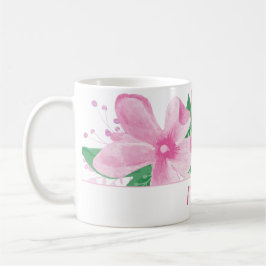 Blommigt Orchid Rosa Monogram Kaffemugg