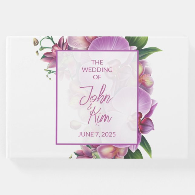 Blommigt orchids Bröllop Guestbook Gästböcker (Framsida)
