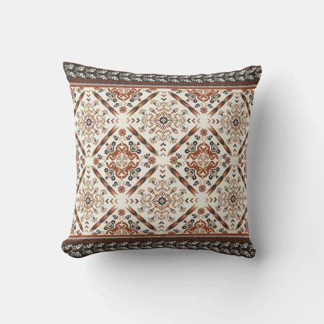 Blommigt Oriental Ethnic Mönster Kudde (Framsida)