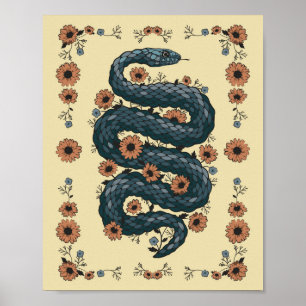 Blommigt orm (blå) poster