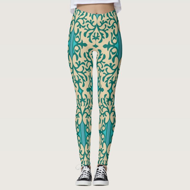 Blommigt Ornament: Fashionable Modern Seamless Leggings (Framsida)