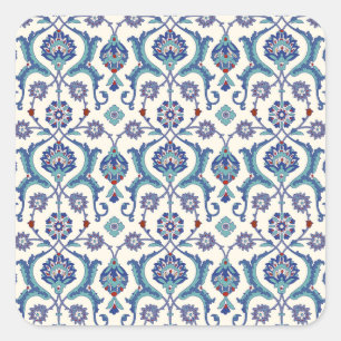 Blommigt Ornament: Traditional Arabiska Mönster. Fyrkantigt Klistermärke