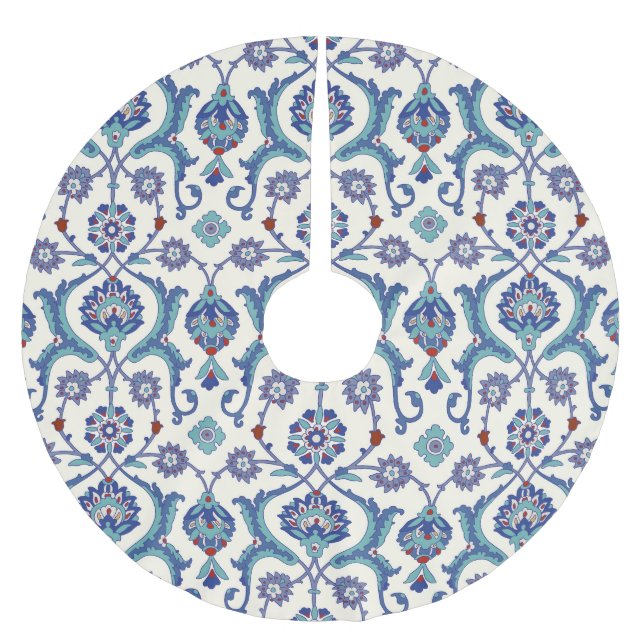 Blommigt Ornament: Traditional Arabiska Mönster. Julgransmatta Borstad Polyester (Framsidan)