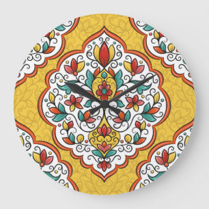 Blommigt Ornament: Turkiska indianska motifs. Stor Klocka