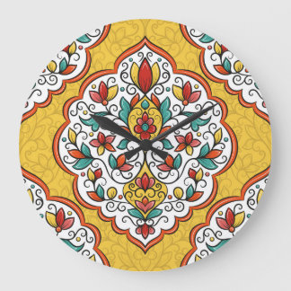 Blommigt Ornament: Turkiska indianska motifs. Stor Klocka