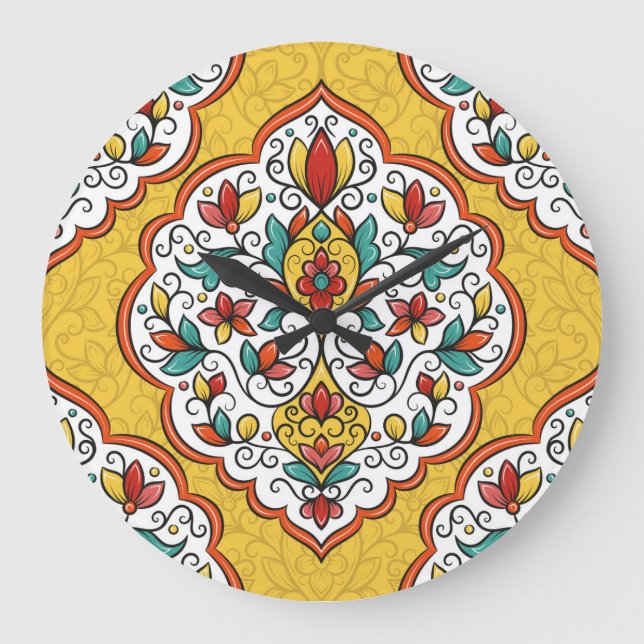 Blommigt Ornament: Turkiska indianska motifs. Stor Klocka (Framsida)