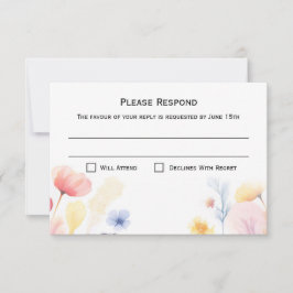 Blommigt OSA Response Bröllop Card Kort