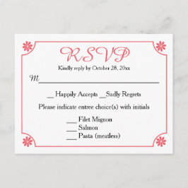 Blommigt OSA Rosa Flower Retro Bröllopsfest Inbjudan Vykort