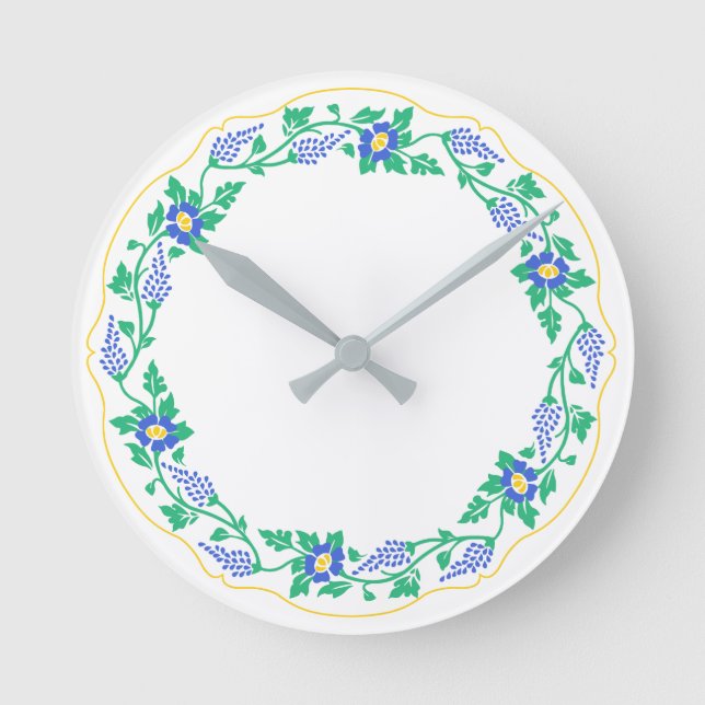 Blommigt oval rund klocka (Framsida)