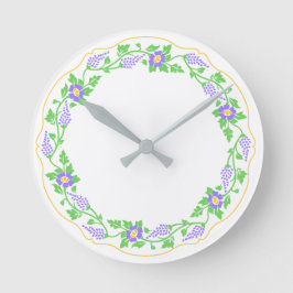 Blommigt oval rund klocka