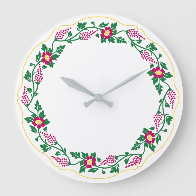 Blommigt oval stor klocka (Framsida)