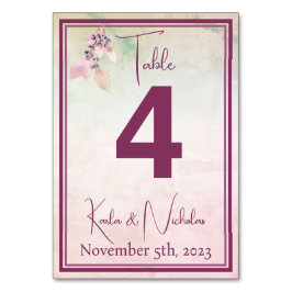 Blommigt ovanför molnen Bröllop Bordsnummer