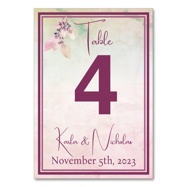 Blommigt ovanför molnen Bröllop Bordsnummer (Framsidan)