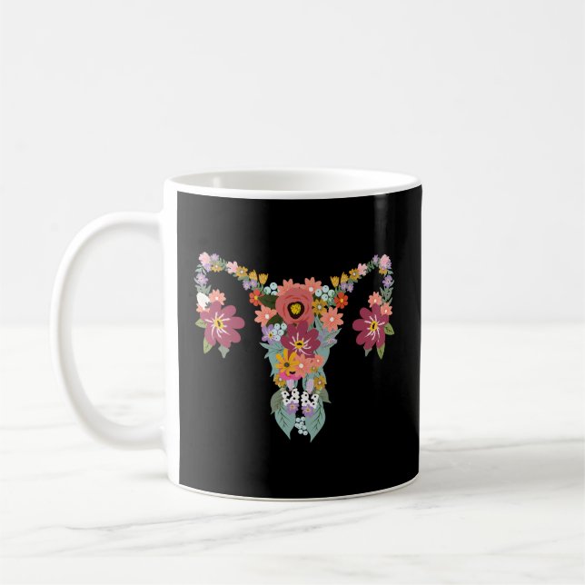 Blommigt Ovarium Uterus Höger Feminist Kaffemugg (Vänster)