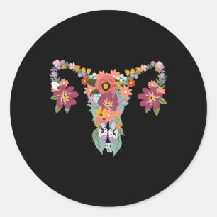 Blommigt Ovarium Uterus Höger Feminist Runt Klistermärke
