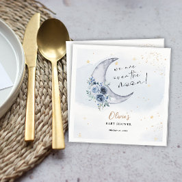 Blommigt över Måne babyduschen Pappersservett