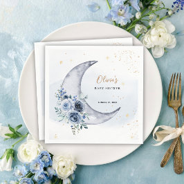 Blommigt över Måne babyduschen Pappersservett