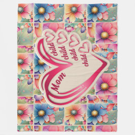 Blommigt över utskrift av Namn Mamma-barn Fleecefilt