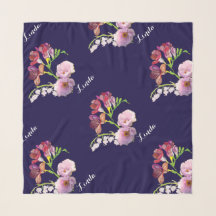Blommigt på Blue Chiffon Scarf