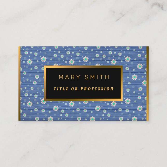 Blommigt på Wood Guld Anpassa Professionell Modern Visitkort (Framsida)