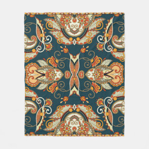 Blommigt Paisley Bandanna: Traditionellt prydnadsf Fleecefilt