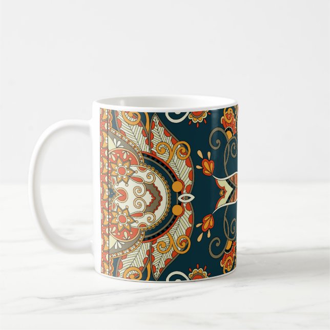 Blommigt Paisley Bandanna: Traditionellt prydnadsf Kaffemugg (Vänster)