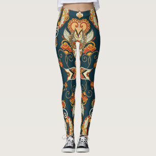 Blommigt Paisley Bandanna: Traditionellt prydnadsf Leggings