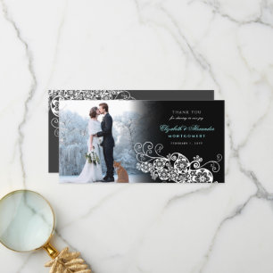 Blommigt Paisley Boho Bröllop Tack PhotoCard Kort