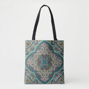 Blommigt paisley elegant jewel mönster teal lila tygkasse