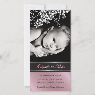 Blommigt Paisley Flower Flicka Birth Notice Meddelande
